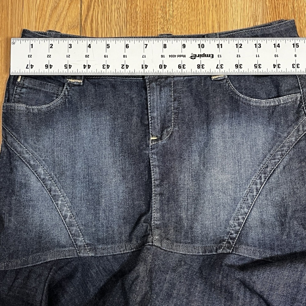 Y2K DKNY Jeans Ruffle Hem‎ Denim Mini Skirt 6 Mermaidcore Western Dark Wash - Picture 6 of 8